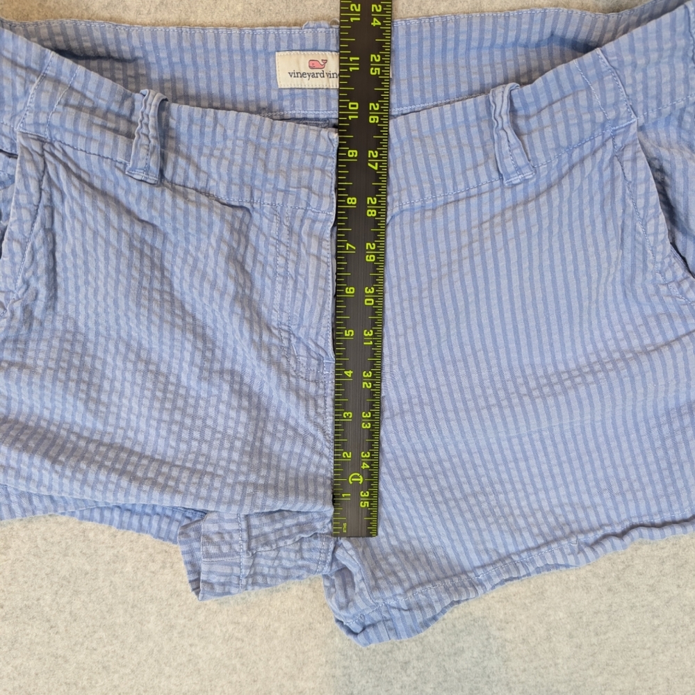 Vineyard Vines Seersucker Shorts Women's 10 Blue 3.5" Stripe Every Day Stretch - Picture 7 of 9